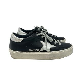 Golden Goose Sneakers Black Hi Star Silver Side Star Shoes Size 36